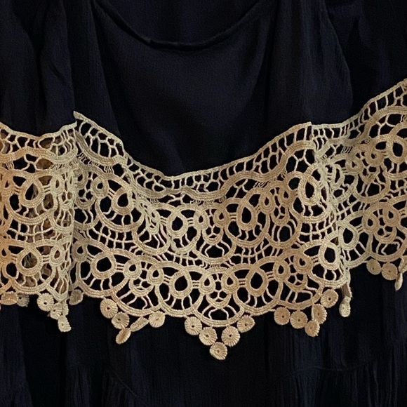 Free People Intimately Womens Sz XSmall Star Slip Crochet Black Boho Dress - Picture 12 of 16